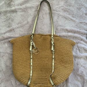 Michael Kors Studded Straw Shopper Tote